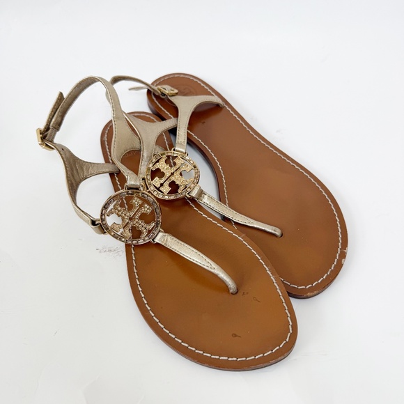 Tory Burch Crystal T Strap Sandals Size 8 - Picture 1 of 9